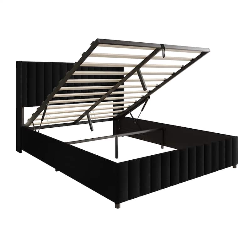 CraftPorch Minimalist Wingback Platform Lift Up Storage Bed