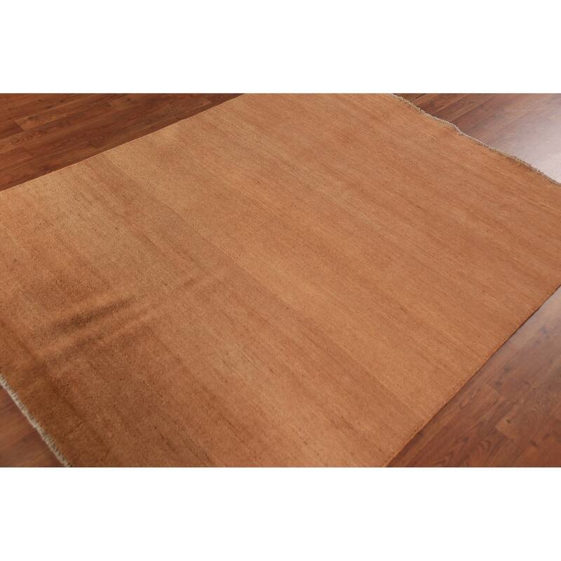 Modern Gabbeh Oriental Area Rug Handmade Tribal Solid Wool Carpet - 4'9" x 6'3"