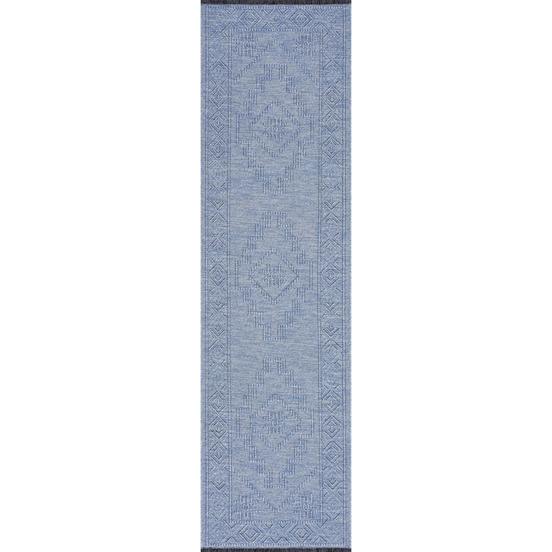 Alameda Solid Color Medallion Machine Washable Indoor Area Rug