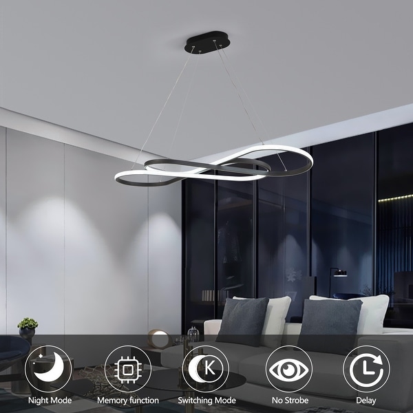 LED Pendant Light Infinity Design Hanging Ceiling Fixture Adjustable Height Black