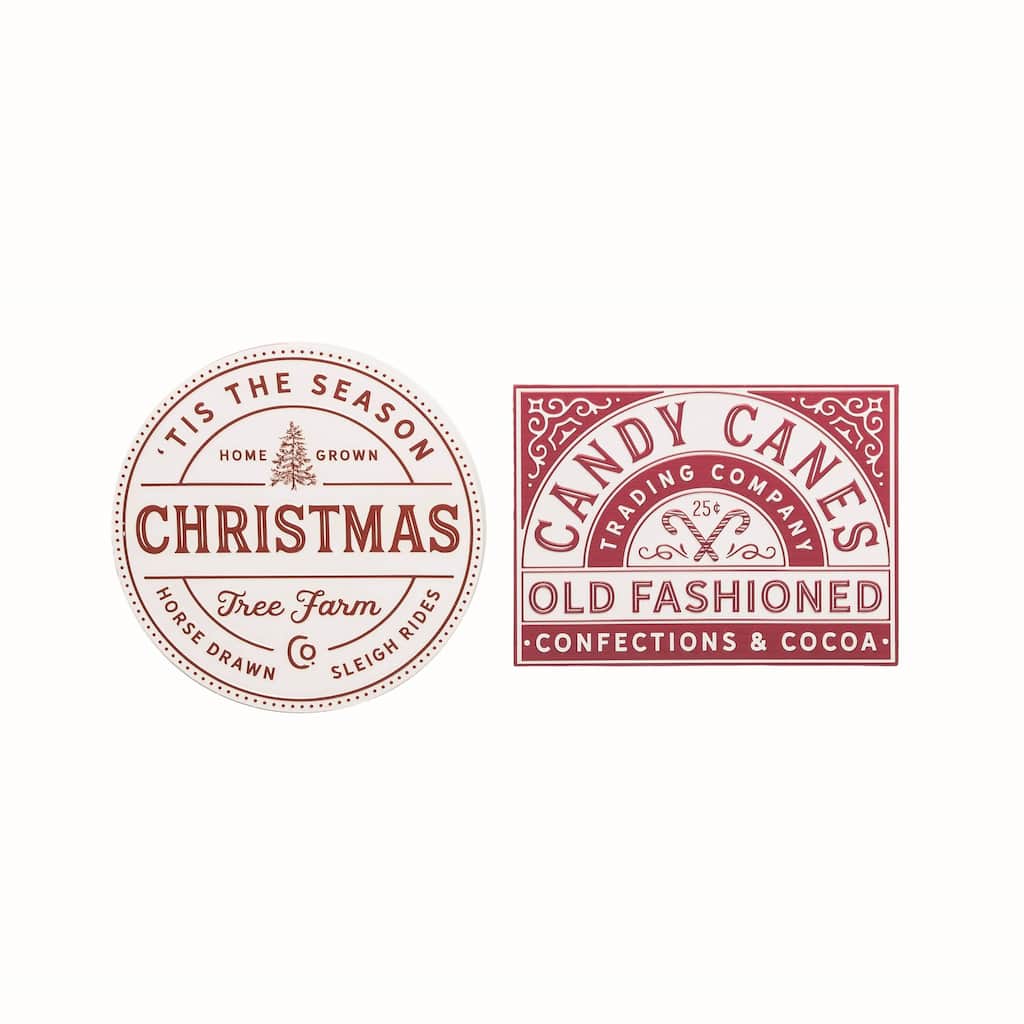 Transpac Small Metal Enamel Cmas Wall Decor Set of 2 Christmas Home Decorations