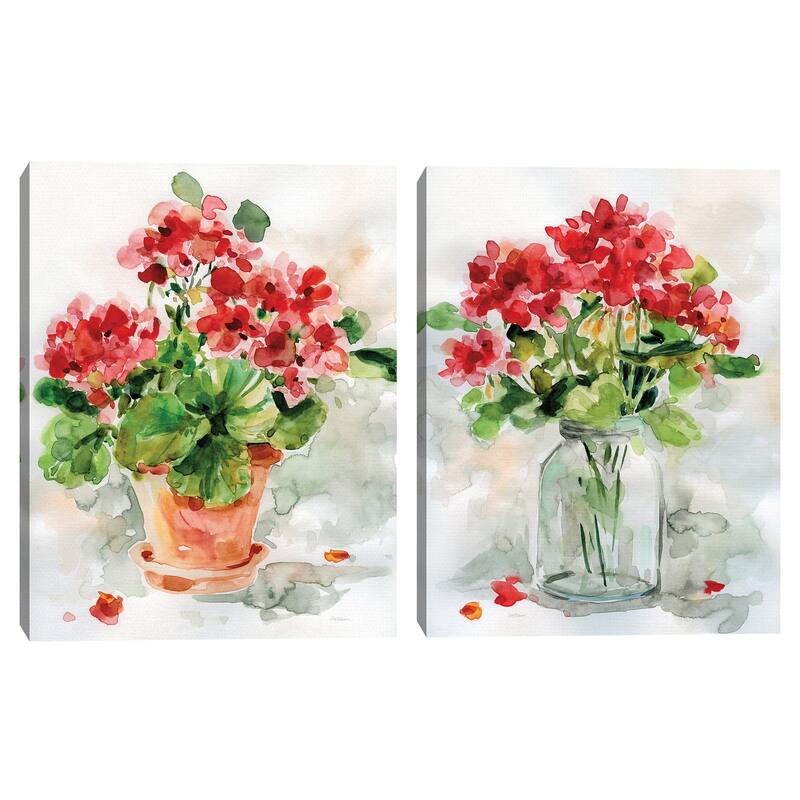 Summer Geranium I, Summer Geranium II by Carol Robinson Canvas Art Prints