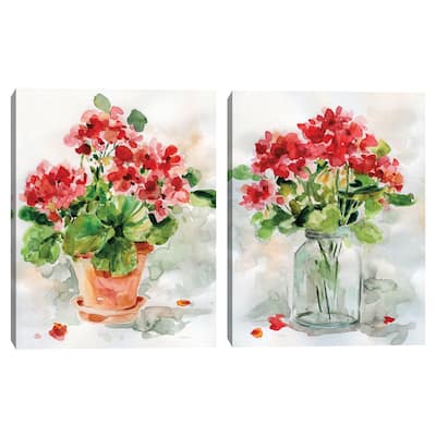 Summer Geranium I, Summer Geranium II by Carol Robinson Canvas Art Prints