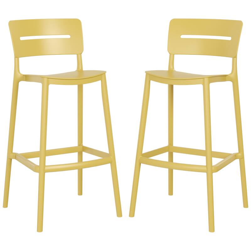 Frond and Form 29.5 Inch Outdoor Bar Stool (Set of 2) - Yellow