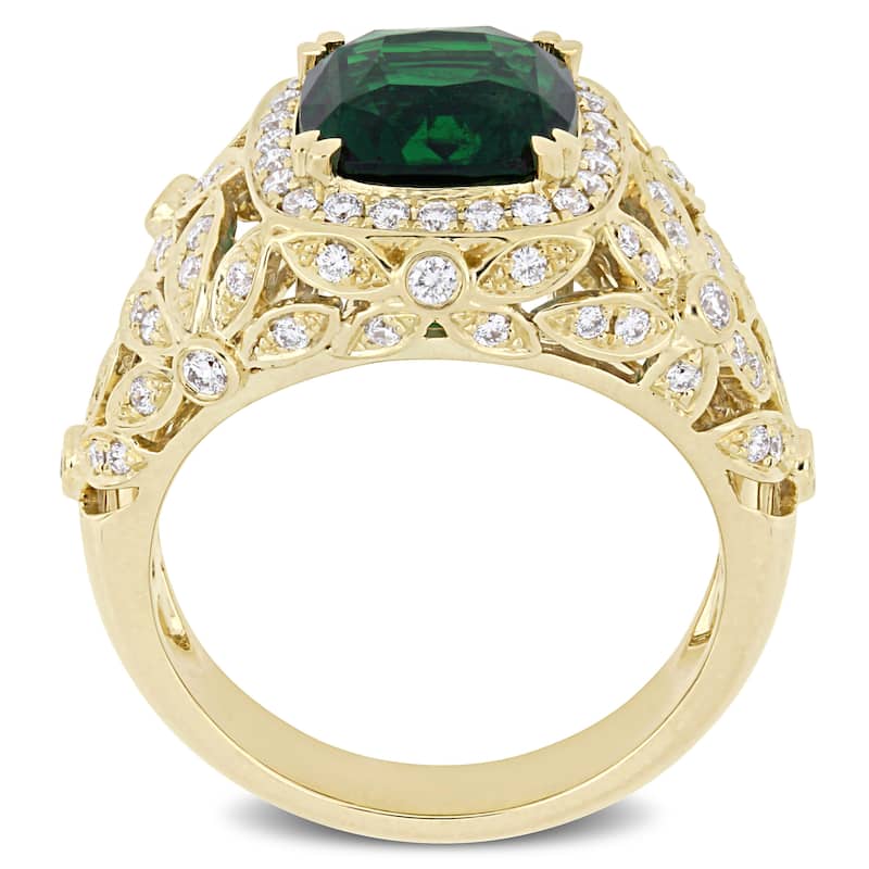 Miadora 3 3/4ct TGW Tsavorite and 5/8ct TDW Diamond Vintage Ring in 14k Yellow Gold