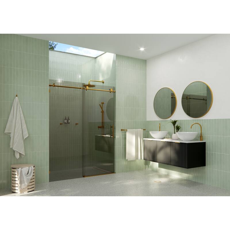 Equinox 60 in. x 78 in. Fully Frameless Glass Sliding Shower Doors with Gray Tint