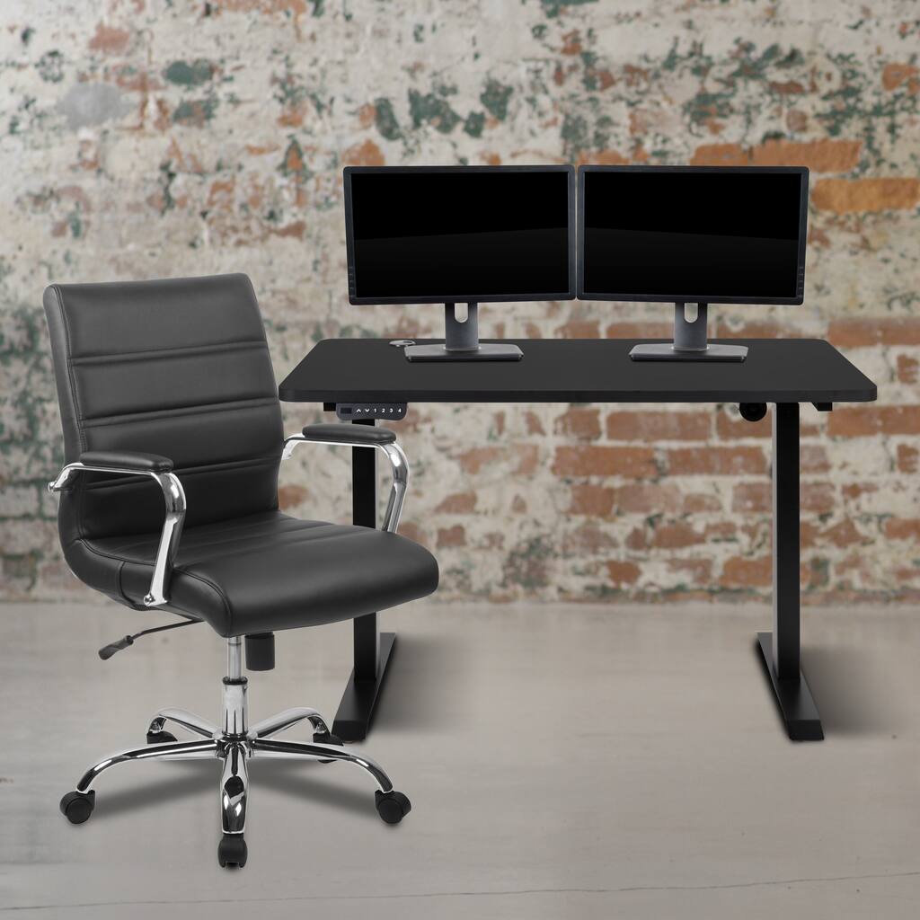 48" Wide Electric Adjustable Standing Desk & Swivel Office Chair