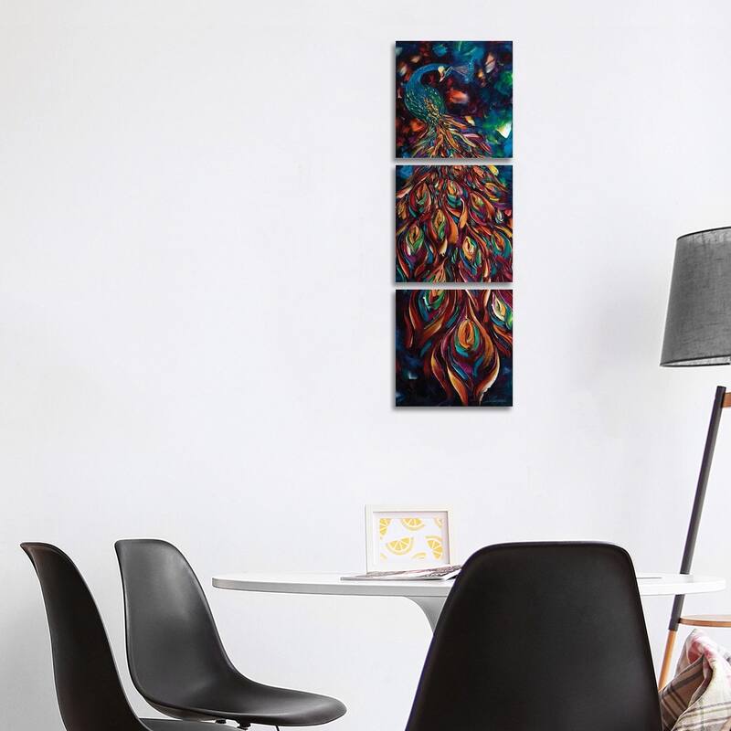 iCanvas "Peacock IX" by Willson Lau 3-Piece Canvas Wall Art Set - 48x16x1.5