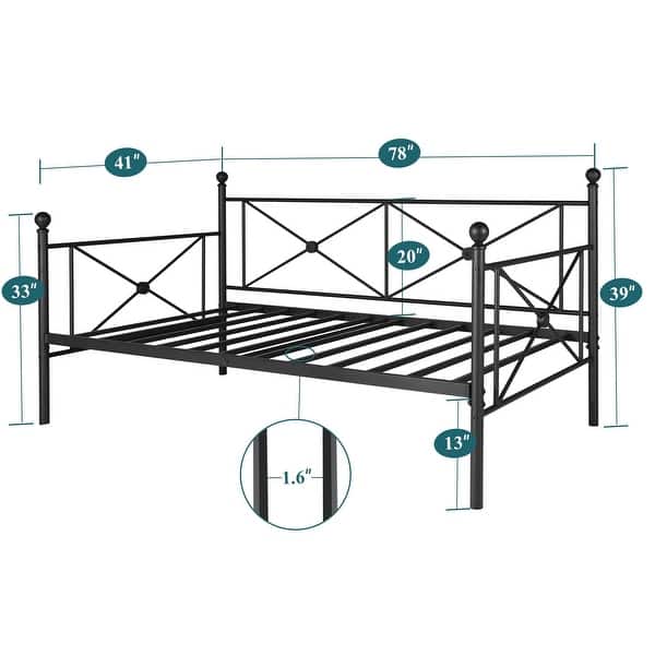 VECELO Modern Wrought Iron Daybed Twin Size Bed Frame Bed Bath