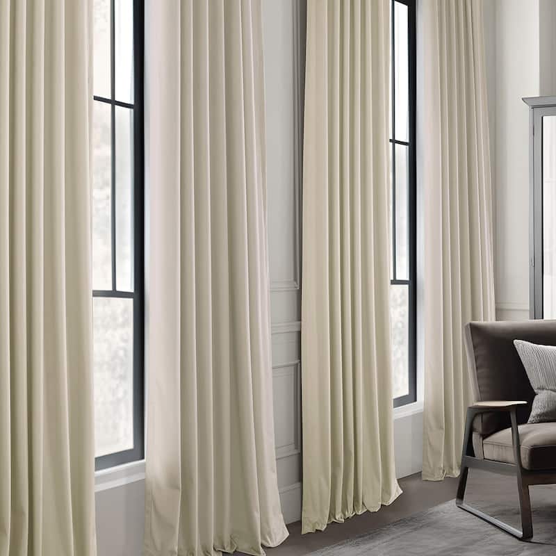 Exclusive Fabrics Basic Deluxe Velvet Curtains Pair - 2 Panels - Grommet Room Darkening Curtains