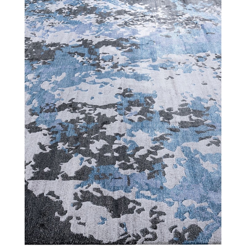 Modern One-of-a-Kind Hand-Knotted Area Rug - Gray, 9' 1" x 12' 1" - 9' 1" x 12' 1"