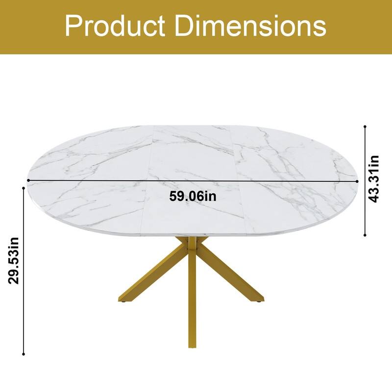 42" to 58" Extendable Round Dining Table, Modern Wood Veneer Top & Carbon Steel X-Base