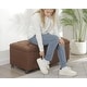 preview thumbnail 29 of 53, Adeco 35" Storage Ottoman Tufted Faux-Leather Lifted Top Bench