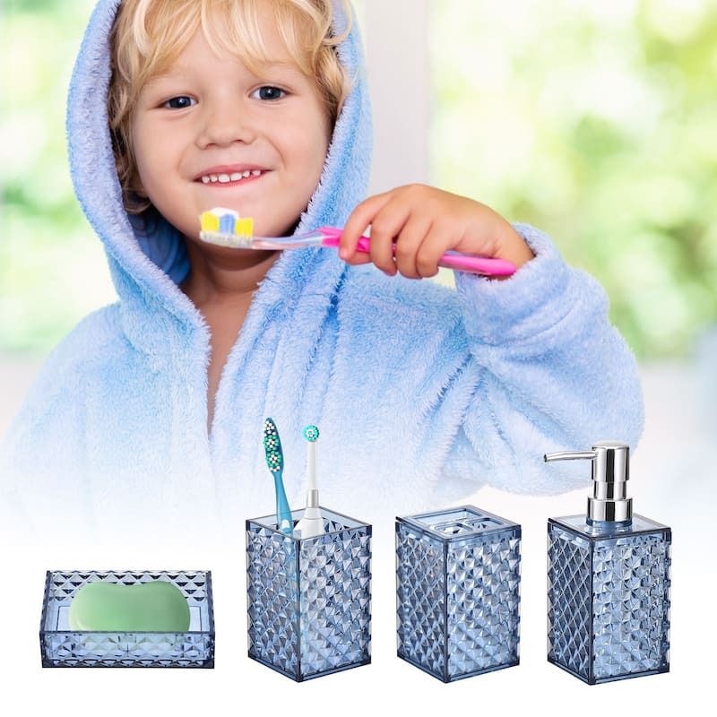 Bathroom Accessories Set, PS Soap Dispenser and Toothbrush Holder