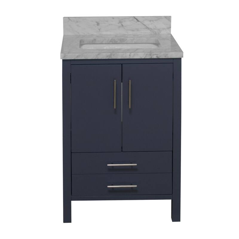 KitchenBathCollection California 24" Bathroom Vanity with Carrara Marble Top