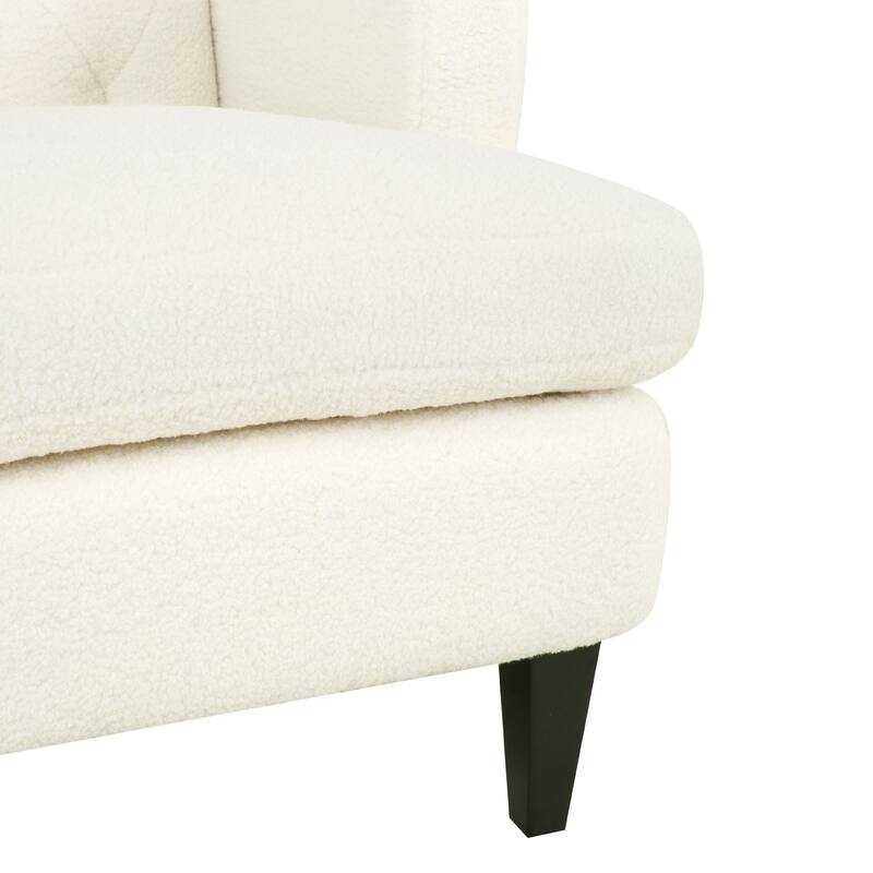 Modern 35.25" Upholstered Arm Chair with Birch Wood Legs amd Tufted Backrest for Living Room