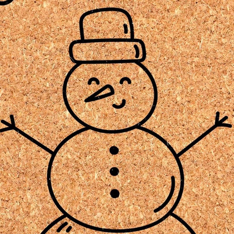 HomeRoots 17" X 29" Brown And Black Christmas Snowman Merry Christmas Outdoor Coir Door Mat - 17.00' X '29.00