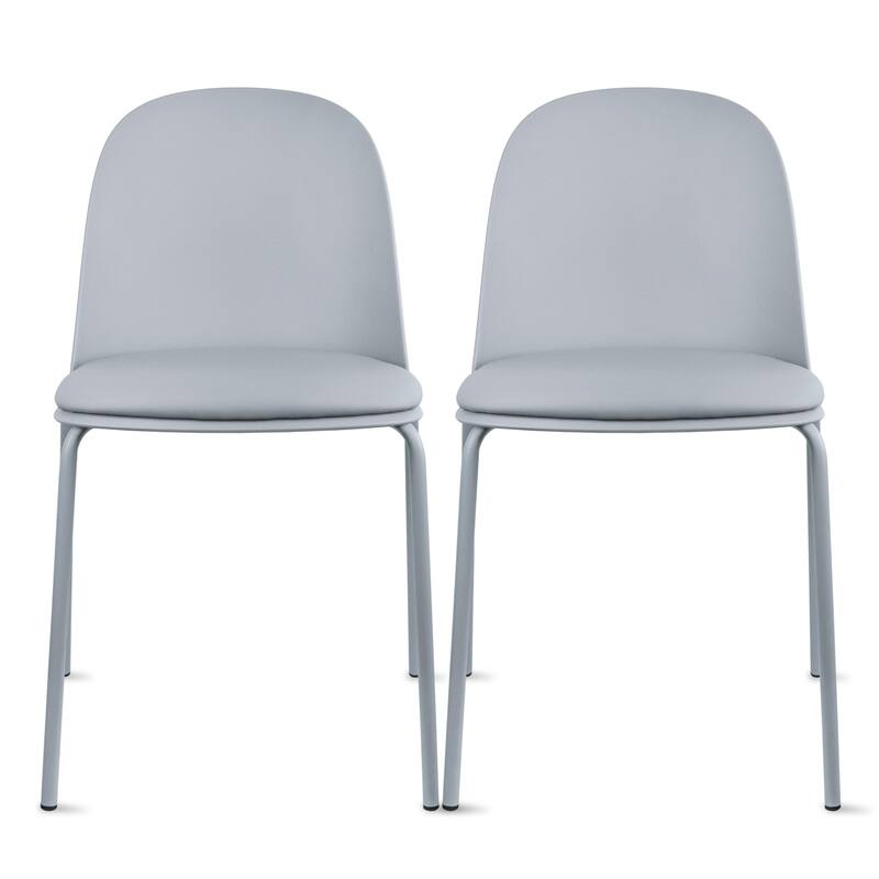 Set of 2 Plastic Dining Chairs Padded Seat Cushion For Kitchen Outdoor Patio Office Waiting Room Breakroom Guest - Grey