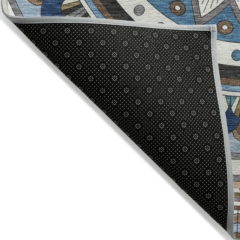 Machine Washable Indoor/ Outdoor Boho Mosaic Chantille Rug