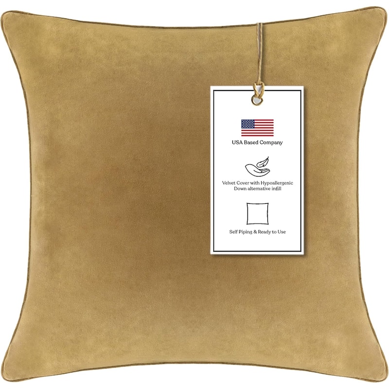 A1HC Velvet Throw Pillow Insert, Hypoallergenic Down Alternative Fill, Pack of 1 - 24x24 Inches - Irish Coffee