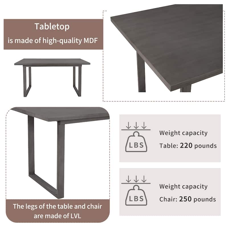 Modern Home Solid Wood Dining Room Set, Kitchen Dining Table and Coffee Table, Seating with Comfortable Padded Backrest