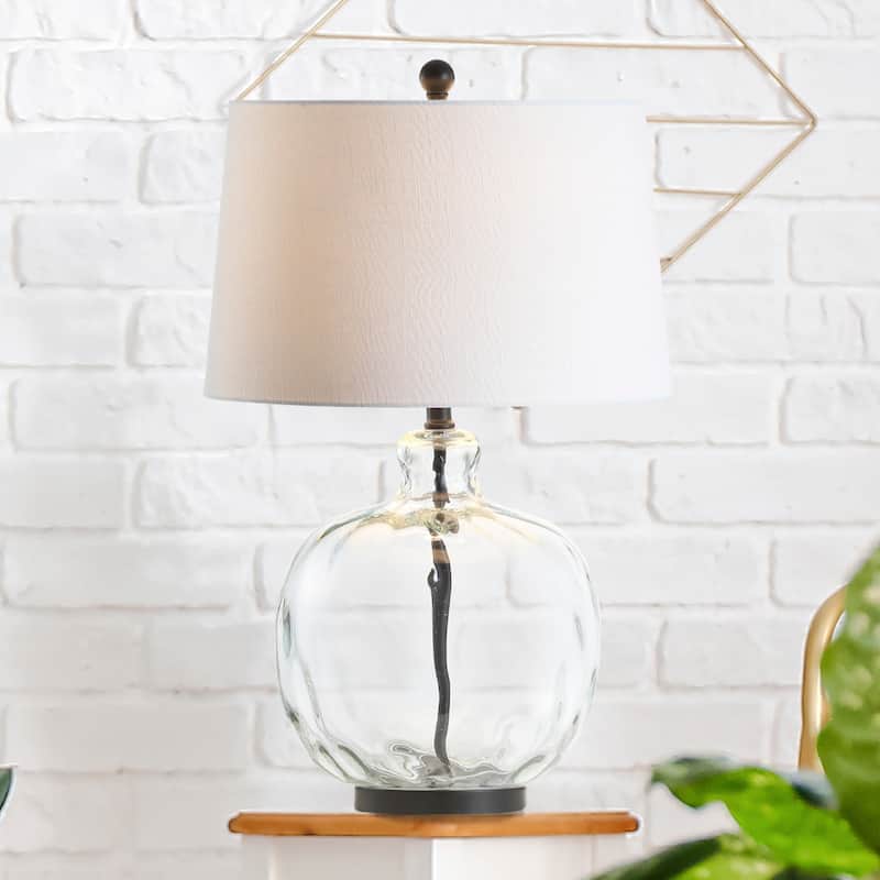 Lavelle 26.5" Glass/Metal LED Table Lamp, Clear/Black by JONATHAN Y