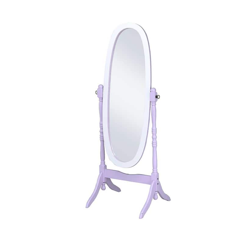 HomeRoots 59" Painted Oval Cheval Standing Mirror Freestanding With Solid Wood Frame - 23.62