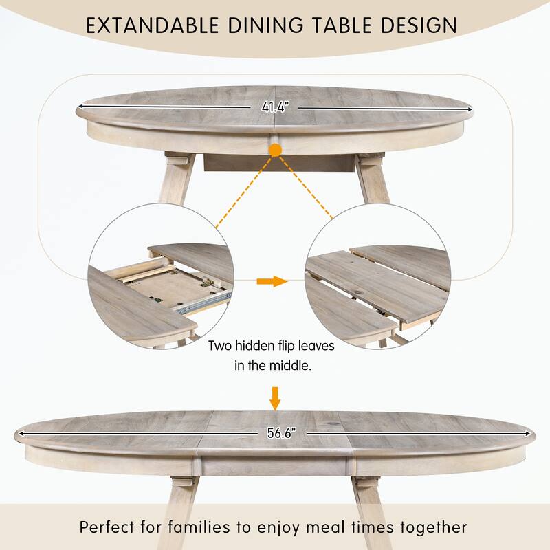 Round Extendable Wood Dining Table