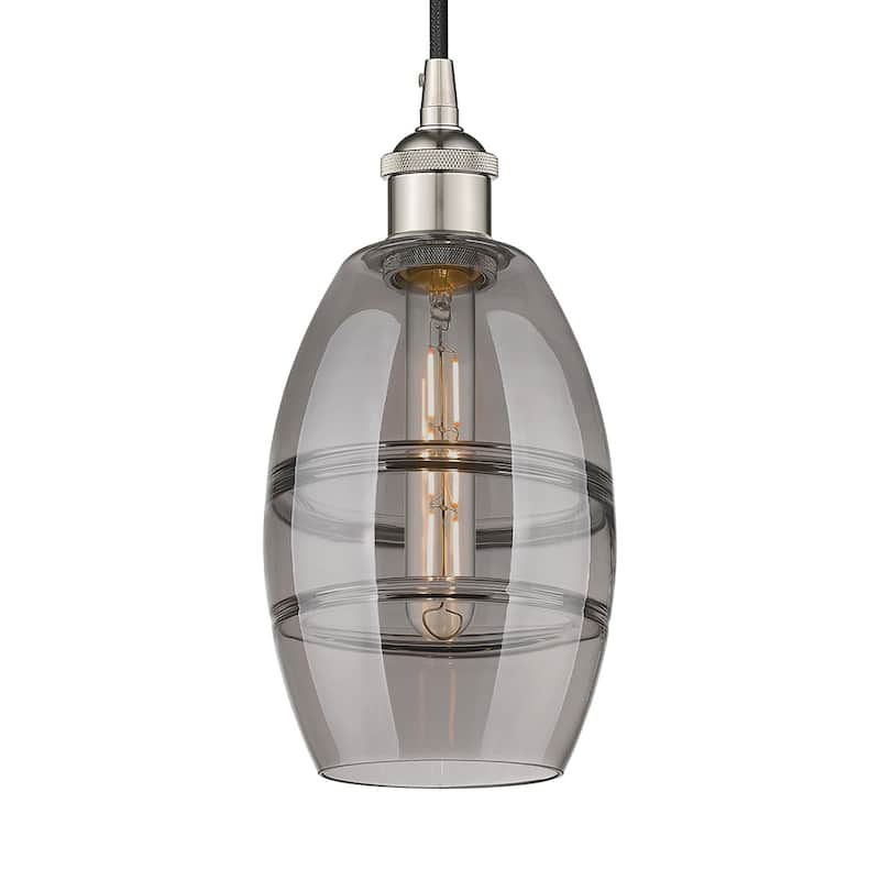 Innovations Lighting 616-1P 8 6 Vaz Pendant Vaz 6" Wide Cord-Hung Mini - Polished Nickel / Light Smoke