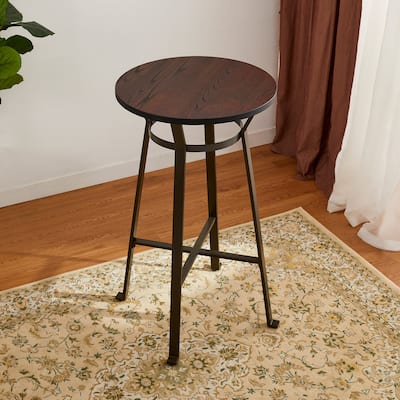 Glitzhome 41"H Rustic Steel Pub/Bar Table with Elm Wood Round Top