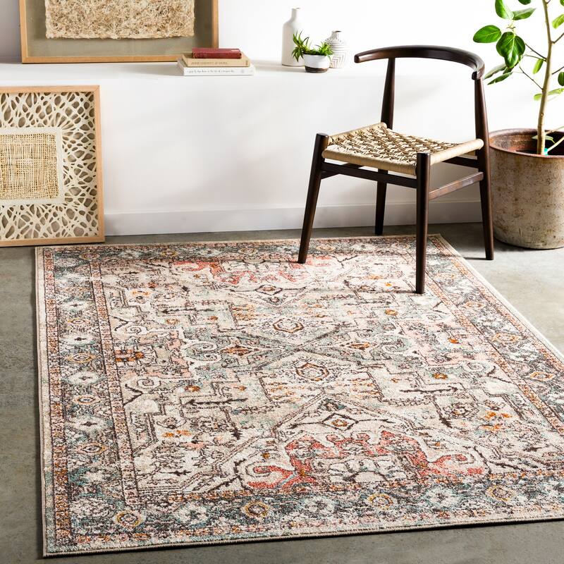 Livabliss Meena Traditional Oriental Area Rug - Rust/Grey - 6'7" x 9'