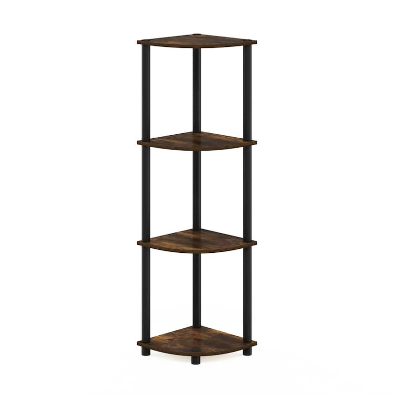 4 Tiers Wood Household Shelving Unit in Pine/Black (11.6 in. W x 43.5 in. H x 11.6 in. D)