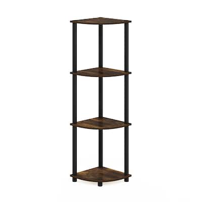 4 Tiers Wood Household Shelving Unit in Pine/Black (11.6 in. W x 43.5 in. H x 11.6 in. D)