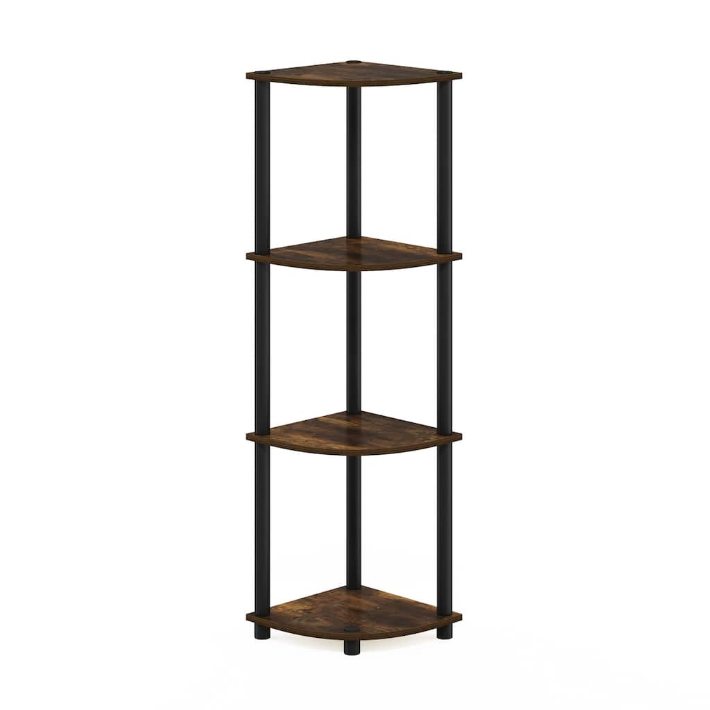 4 Tiers Wood Household Shelving Unit in Pine/Black (11.6 in. W x 43.5 in. H x 11.6 in. D)