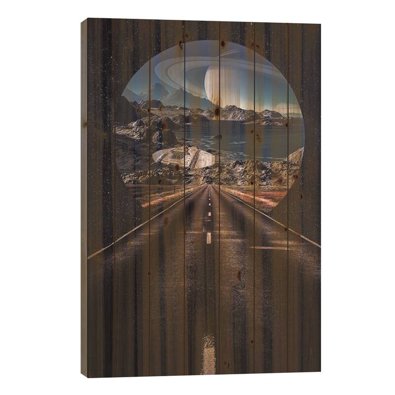 Road To Another Fantasy Space World Print On Wood by GEN Z - Multi-Color - 40x26x1.5
