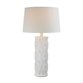 Wil 29 Inch Table Lamp, Drum Shape Shade, Cylindrical Base, Matte White ...