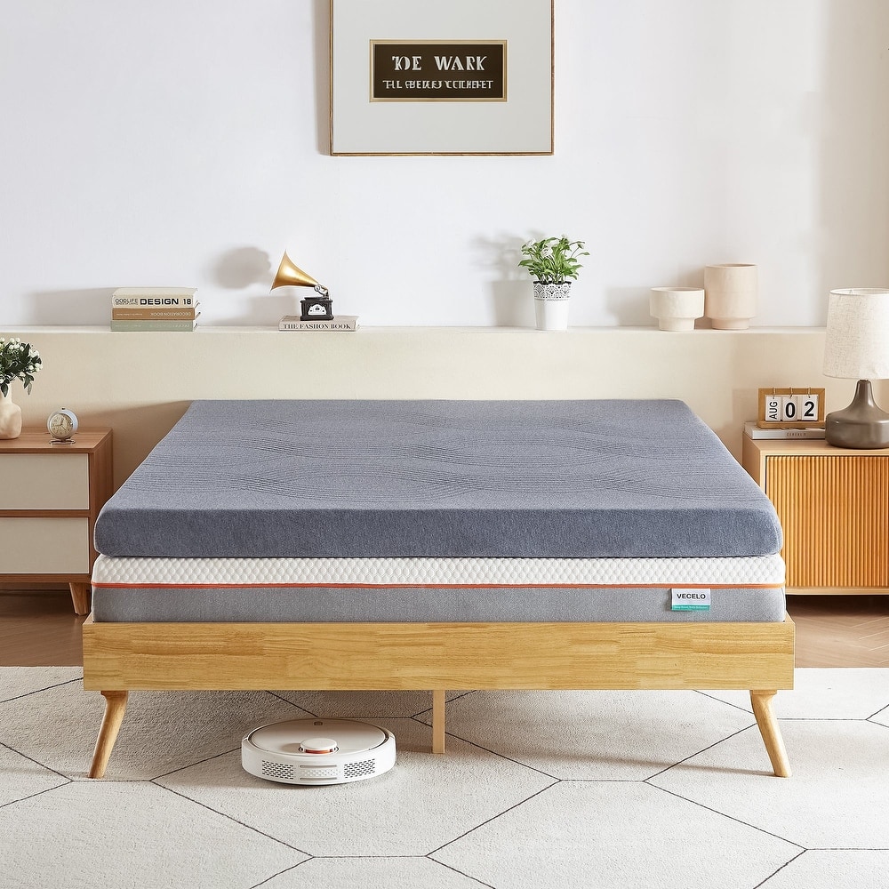 Javlergo 2 Inch/4 Inch Mattress Topper, Comfort Memory Foam Bed Topper with Removable Washable Cover, Gray - N/A