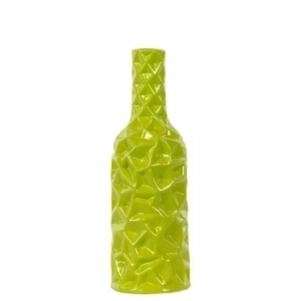 Urban Trends Collection 24436 Ceramic Round Bottle Vase With Wrinkled Sides Small - Green