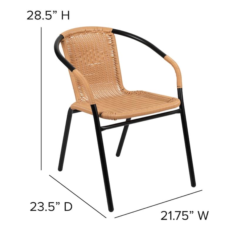 Indoor/Outdoor Stacking Rattan Restaurant Patio Chairs (Set of 4)