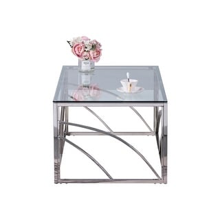 Stainless Steel Rectangular Accent Glass Coffee Table for Living Room ...