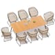 Option 94.49 inches long brown table with beige chairs