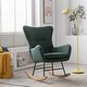 preview thumbnail 4 of 39, Velvet Armchair Wingback Comfy Rocker Chair with Thick Padded Seat for Nursery Green