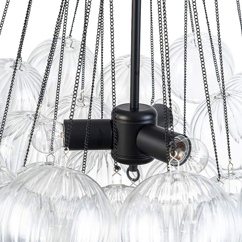 Modern 3-light Clear Ribbed Glass Globe Bubble Chandelier