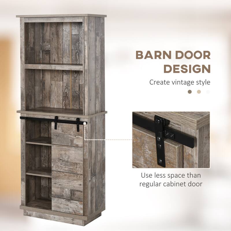 Pantry Storage Cabinet with Sliding Barn Door, Adjustable Shelf
