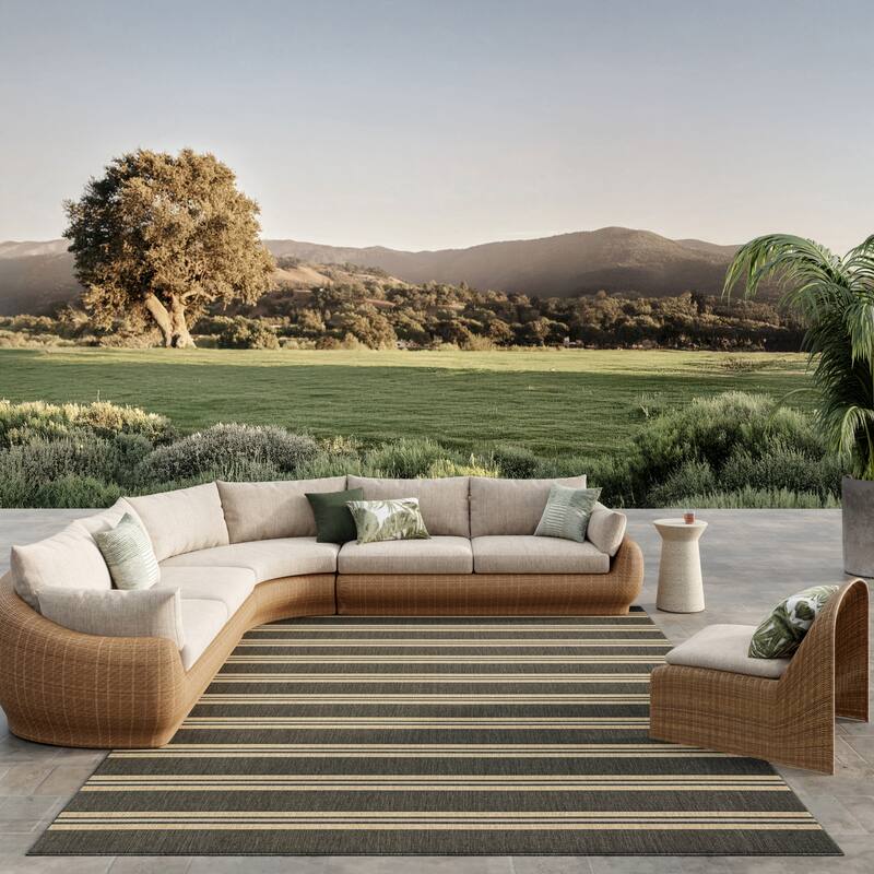 Nourison Horizon Indoor/Outdoor Modern Area Rug - 10' x 14' - Charcoal