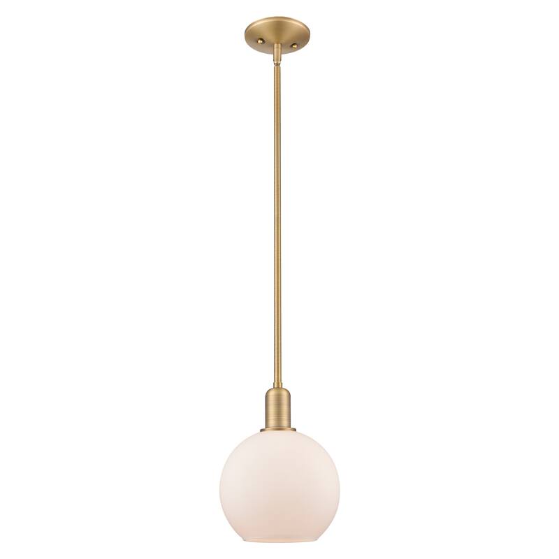 Innovations Lighting Endless Possibilities Arcadia - Athens - 1 Light 8" Stem Hung Mini Pendant - Brushed Brass/Matte White