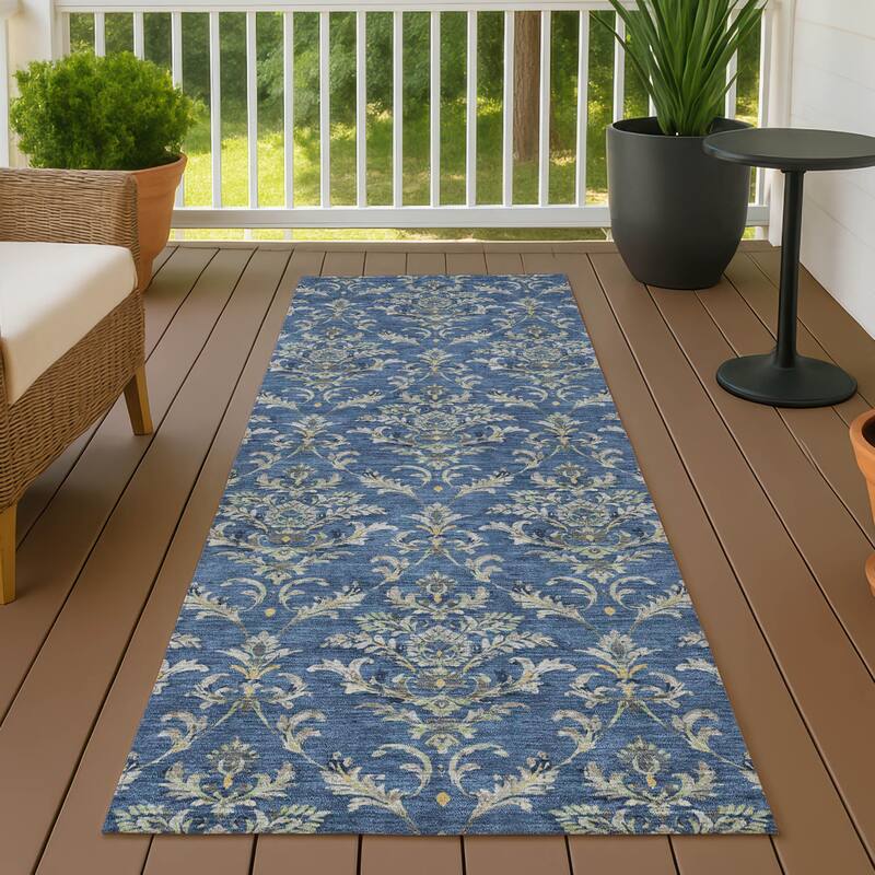 Machine Washable Indoor/ Outdoor Traditional Marrakesh Chantille Rug - Navy - 2'3" x 7'6"