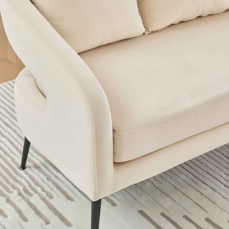 53.7" W Loveseat Sofa,Modern Velvet Sofa Couch with Pillows and Metal Legs