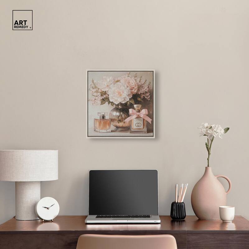 Peach Perfume Flowers in Vase Canvas by Art Remedy
