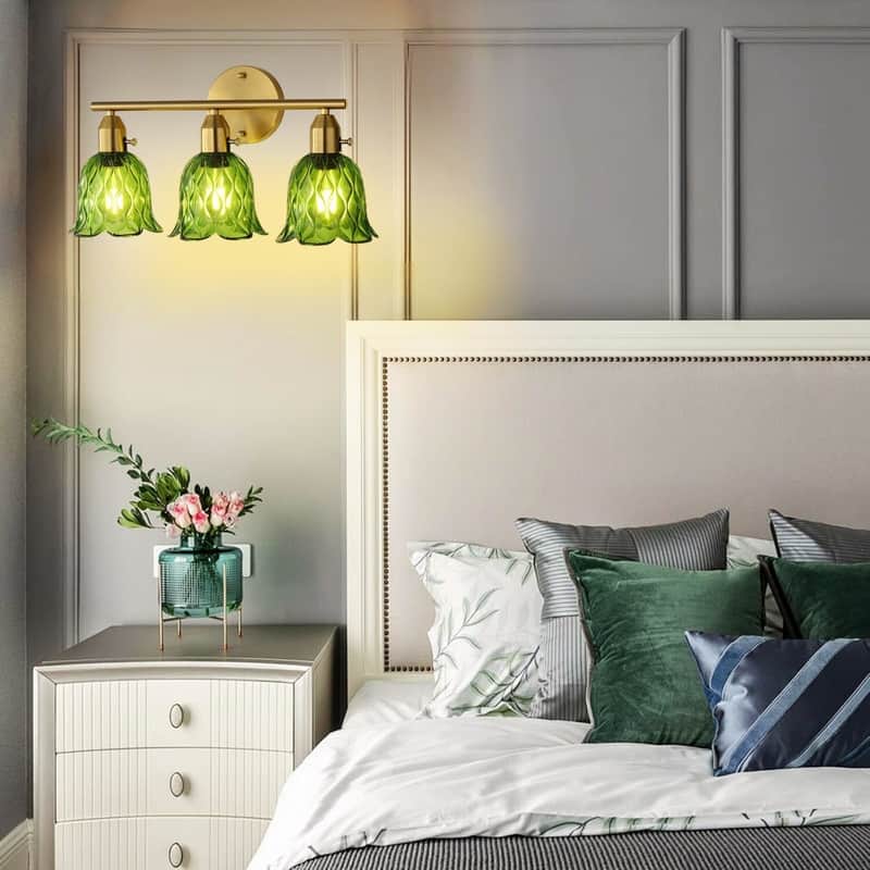 3 Pack green lighting tulip green light fixtures glass wall sconces